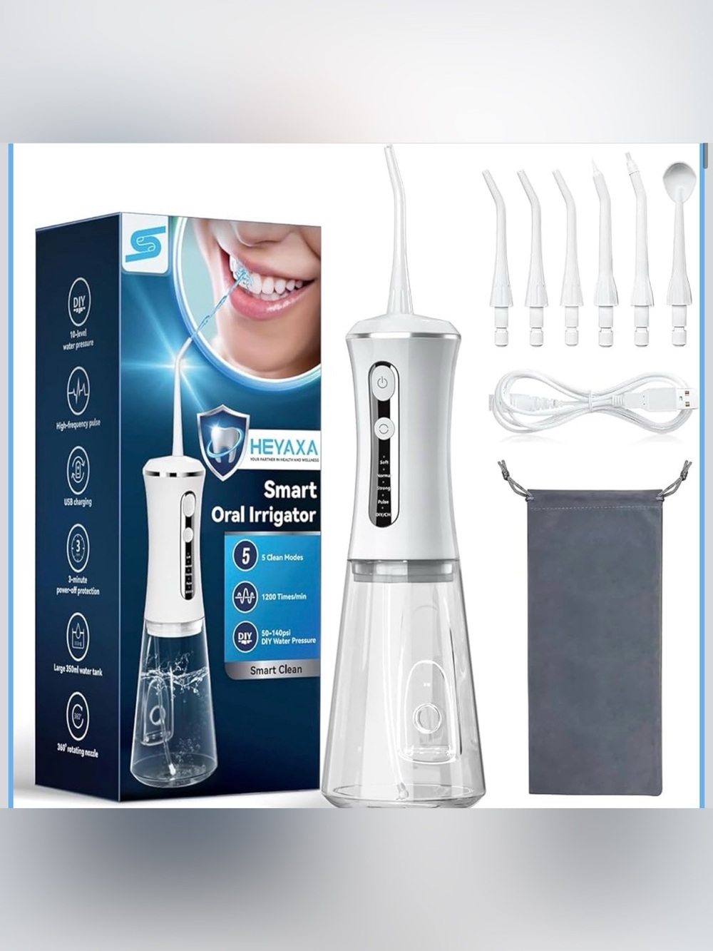 HEYAXA Portable Water Dental Flosser Cordless Portable Oral Irrigator NEW